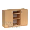 Triple cupboard for office equipment with two levels and doors 2H