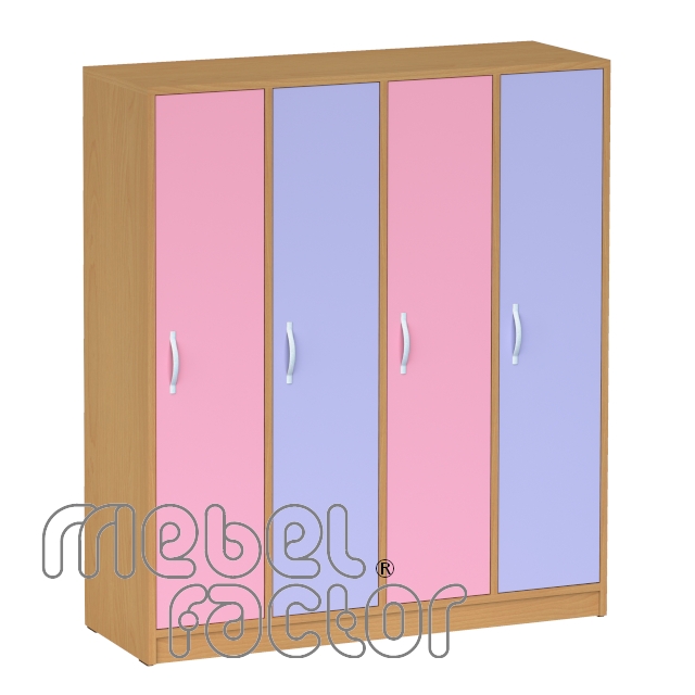 Four-wing children's wardrobe with full doors