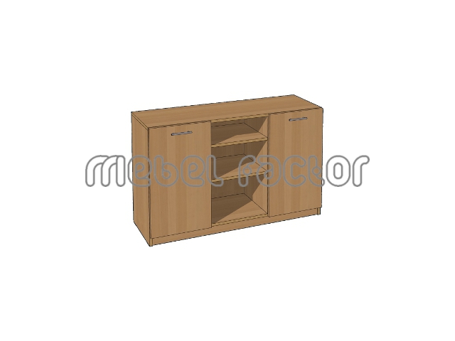 Triple cupboard for office equipment with two levels and doors 2H