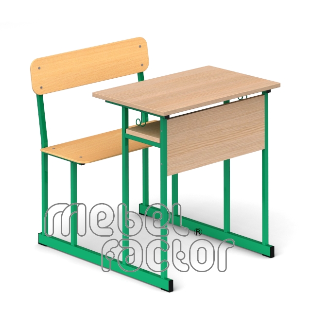 Single combo desk UNIVERSAL H71cm. Plywood seat and backrest.