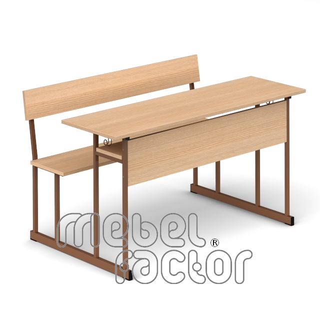 Double combo desk UNIVERSAL H71cm. Chipboard seat and backrest.
