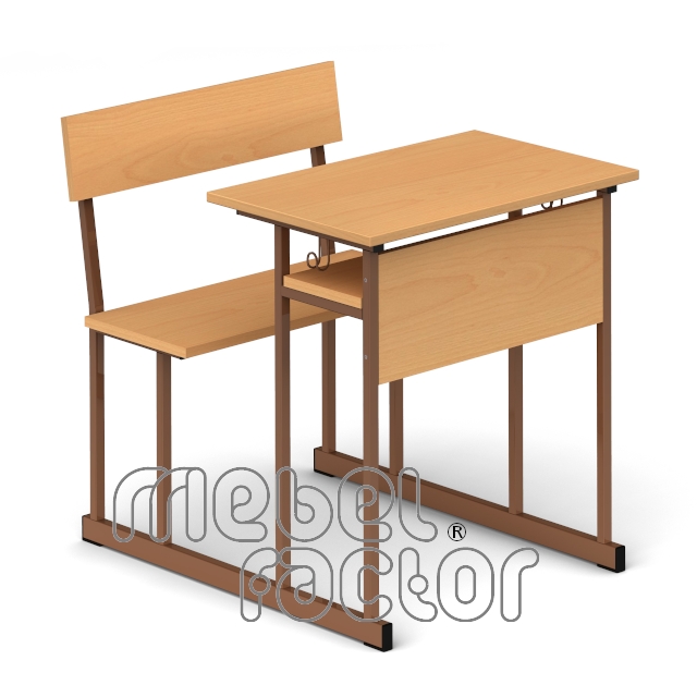 Single combo desk UNIVERSAL H71cm. Chipboard seat and backrest.