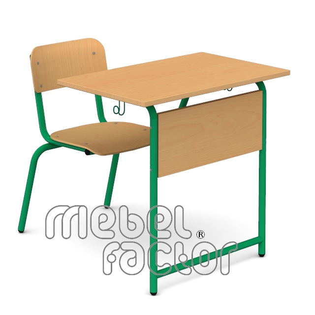 Single school combo desks RONDO H71cm with front, rightward