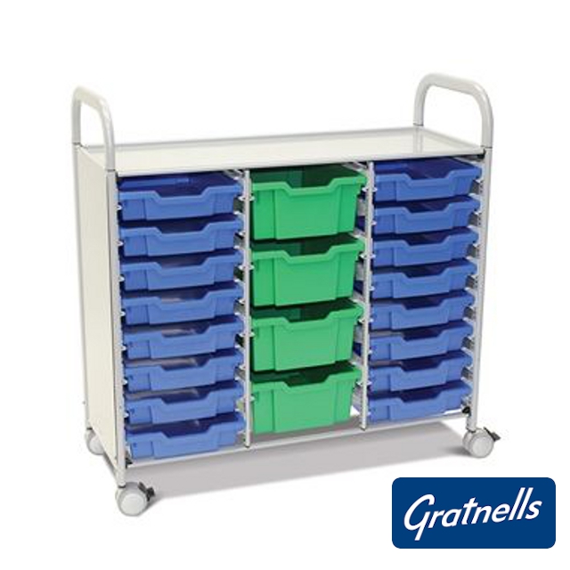 Callero treble column trolley, 16 shallow trays (F1) and 4 deep trays (F2)